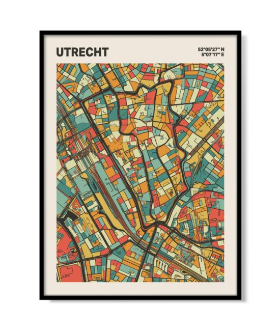Plattegrond poster Licht Utrecht mozaiek stl 08 mockup lijst 05 | Funky Fellow