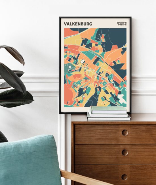 Plattegrond poster Licht Valkenburg mozaiek stl 01 Mockup stoel kast lijst 03 | Funky Fellow