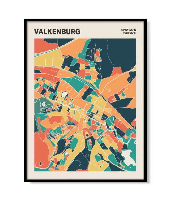Plattegrond poster Licht Valkenburg mozaiek stl 01 mockup lijst 05 | Funky Fellow