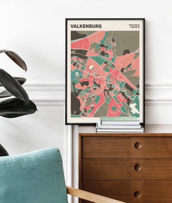 Plattegrond poster Licht Valkenburg mozaiek stl 02 Mockup stoel kast lijst 03 | Funky Fellow
