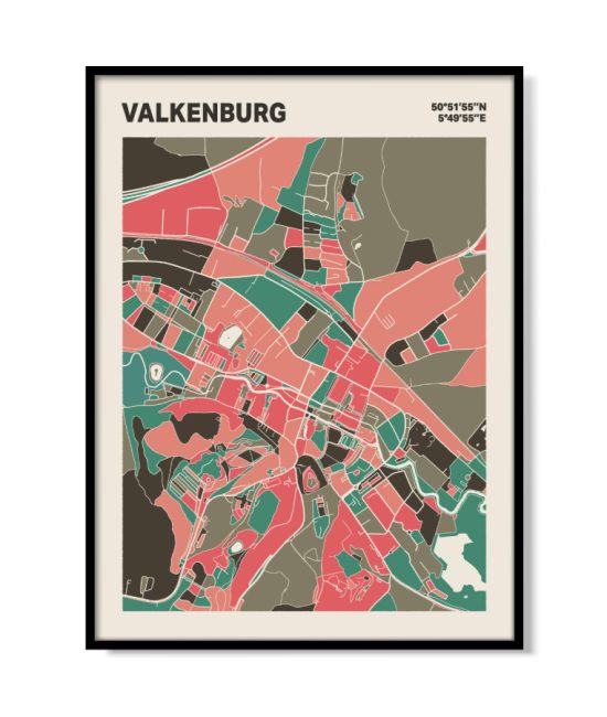 Plattegrond poster Licht Valkenburg mozaiek stl 02 mockup lijst 05 | Funky Fellow