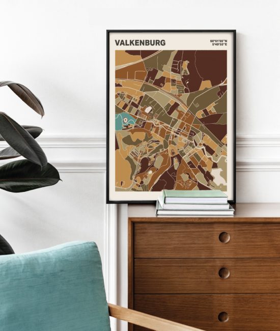 Plattegrond poster Licht Valkenburg mozaiek stl 03 Mockup stoel kast lijst 03 | Funky Fellow