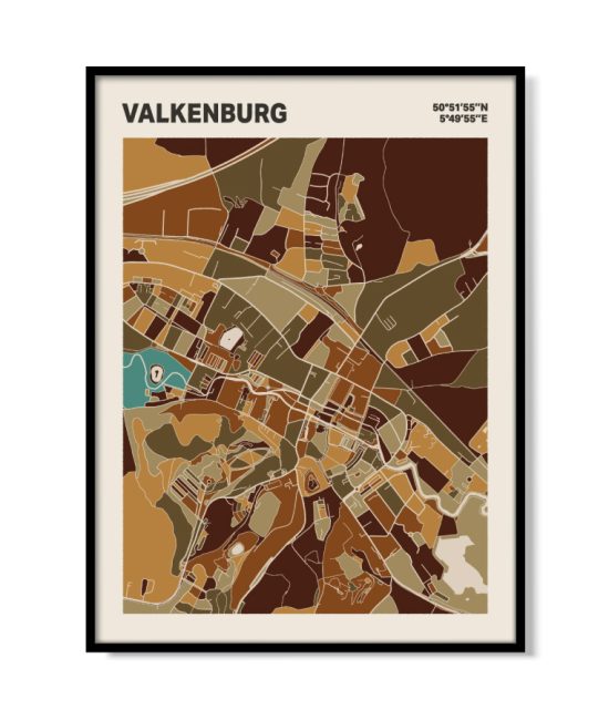 Plattegrond poster Licht Valkenburg mozaiek stl 03 mockup lijst 05 | Funky Fellow