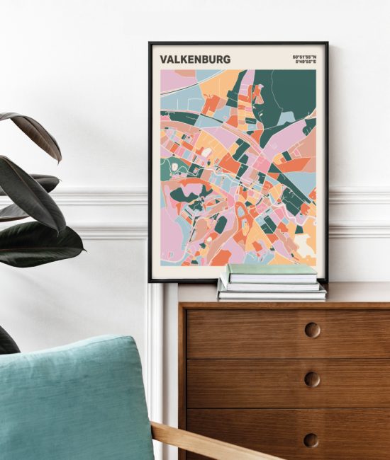 Plattegrond poster Licht Valkenburg mozaiek stl 04 Mockup stoel kast lijst 03 | Funky Fellow