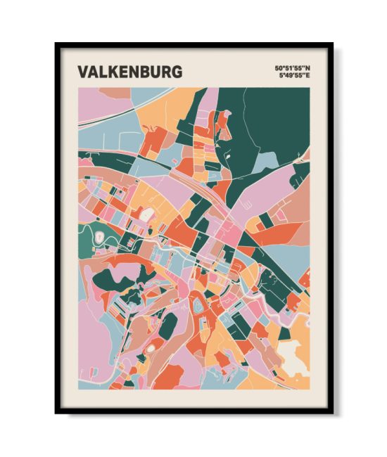 Plattegrond poster Licht Valkenburg mozaiek stl 04 mockup lijst 05 | Funky Fellow
