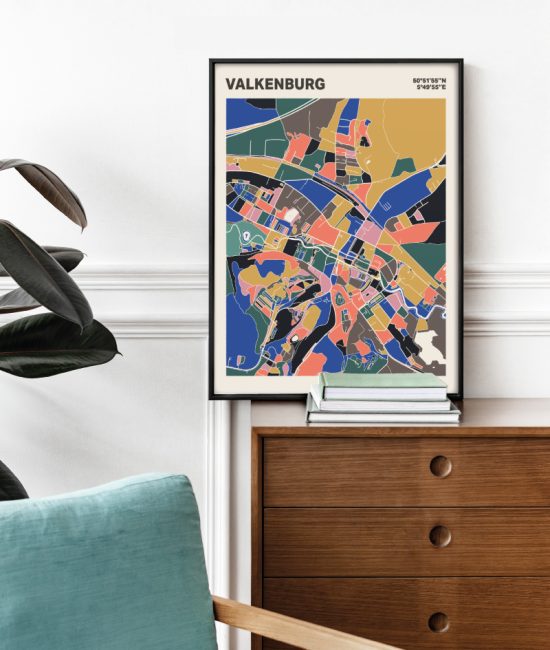 Plattegrond poster Licht Valkenburg mozaiek stl 05 Mockup stoel kast lijst 03 | Funky Fellow