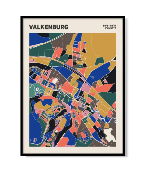 Plattegrond poster Licht Valkenburg mozaiek stl 05 mockup lijst 05 | Funky Fellow