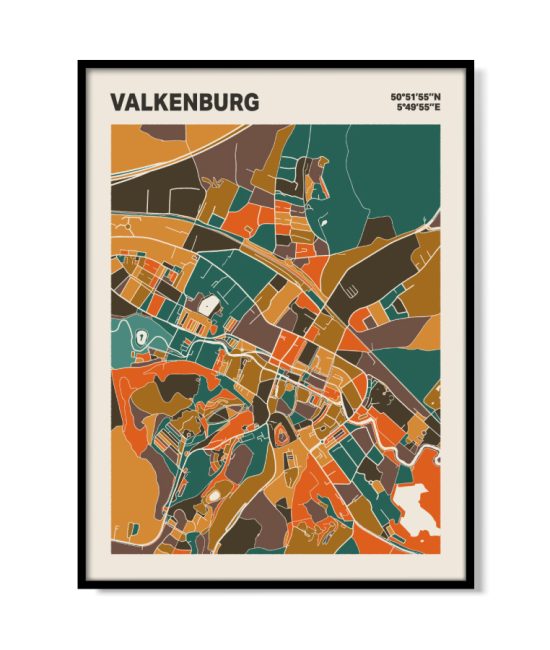 Plattegrond poster Licht Valkenburg mozaiek stl 06 mockup lijst 05 | Funky Fellow