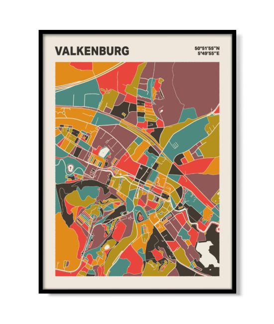 Plattegrond poster Licht Valkenburg mozaiek stl 07 mockup lijst 05 | Funky Fellow