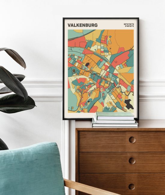 Plattegrond poster Licht Valkenburg mozaiek stl 08 Mockup stoel kast lijst 03 | Funky Fellow