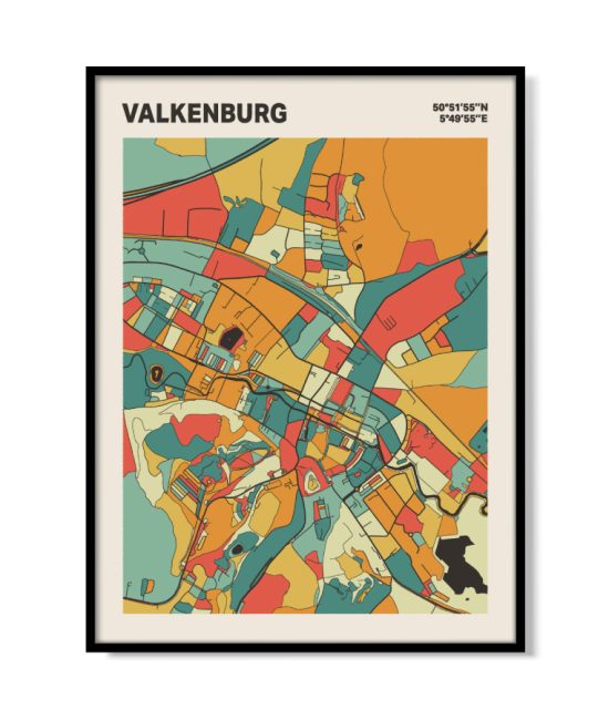 Plattegrond poster Licht Valkenburg mozaiek stl 08 mockup lijst 05 | Funky Fellow