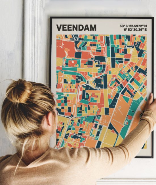 Plattegrond poster Licht Veendam mozaiek stl 01 1 | Funky Fellow
