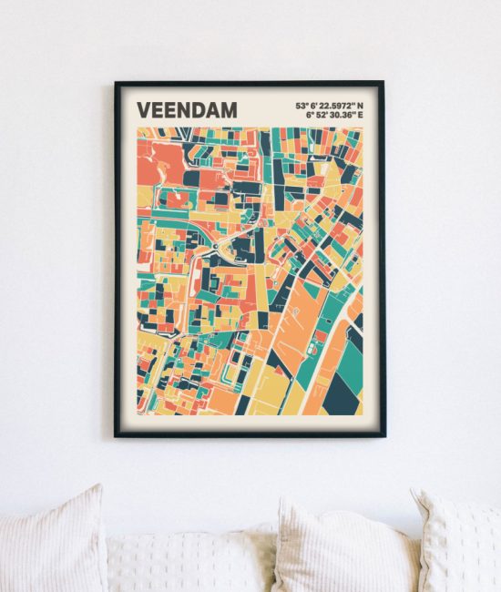 Plattegrond poster Licht Veendam mozaiek stl 01 5 | Funky Fellow
