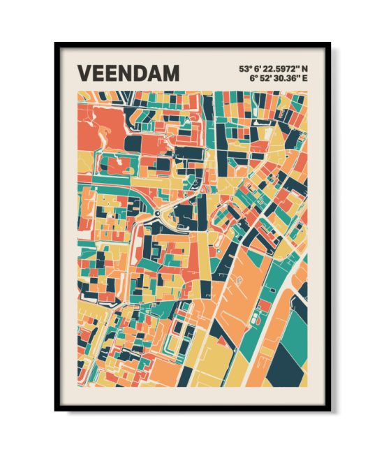 Plattegrond poster Licht Veendam mozaiek stl 01 | Funky Fellow