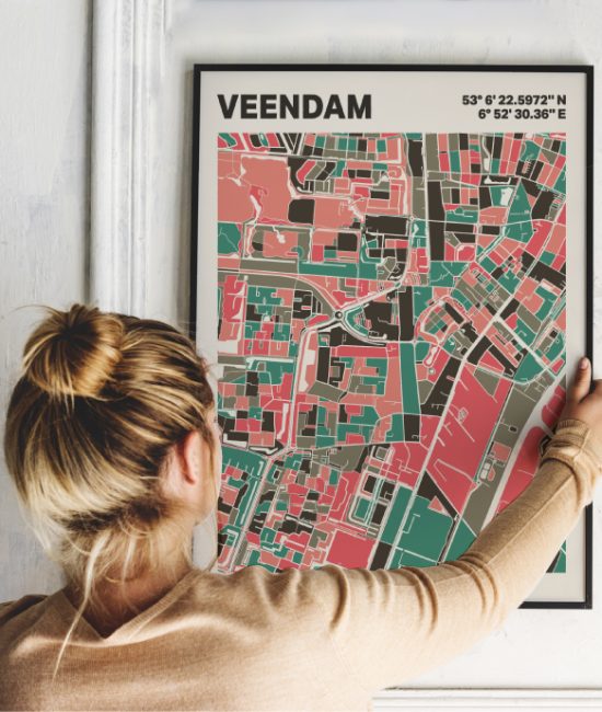 Plattegrond poster Licht Veendam mozaiek stl 02 1 | Funky Fellow