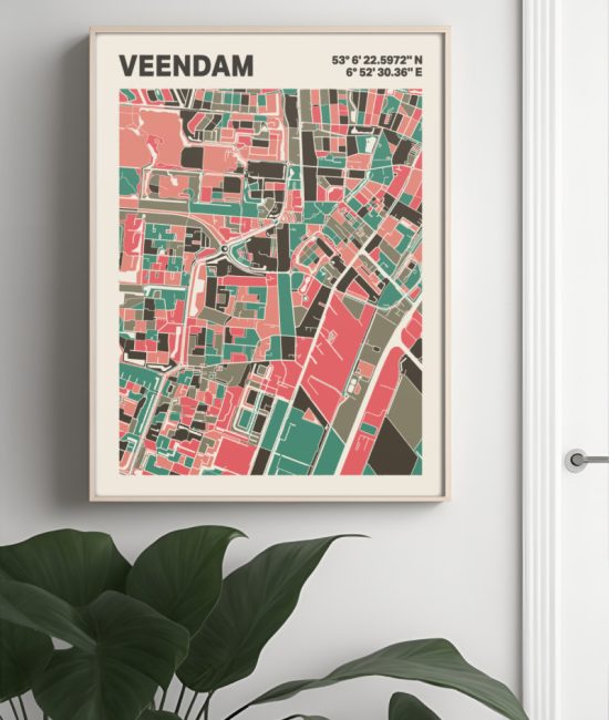 Plattegrond poster Licht Veendam mozaiek stl 02 4 | Funky Fellow