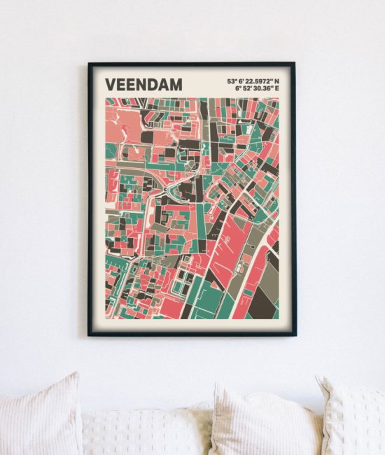 Plattegrond poster Licht Veendam mozaiek stl 02 5 | Funky Fellow