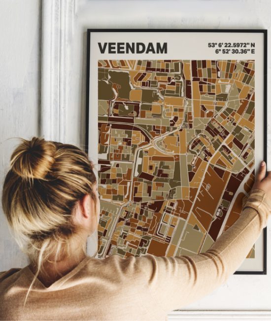 Plattegrond poster Licht Veendam mozaiek stl 03 1 | Funky Fellow