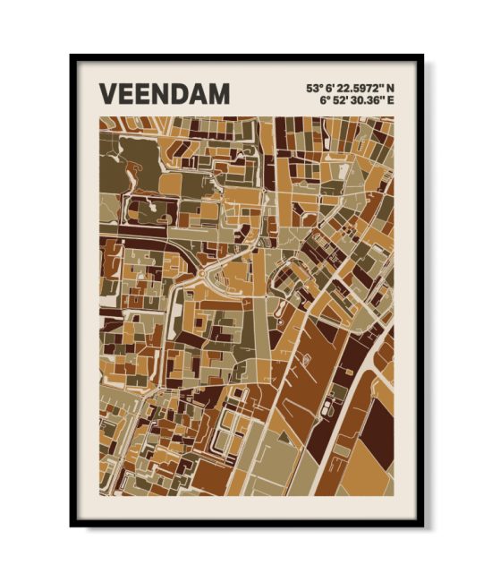 Plattegrond poster Licht Veendam mozaiek stl 03 | Funky Fellow