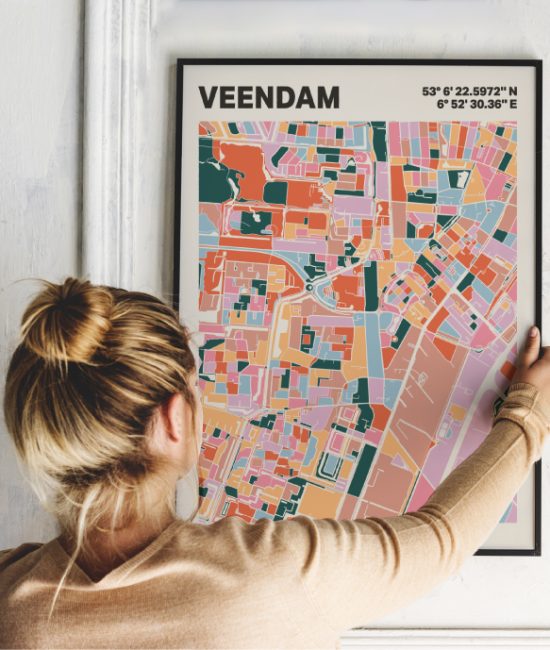 Plattegrond poster Licht Veendam mozaiek stl 04 1 | Funky Fellow