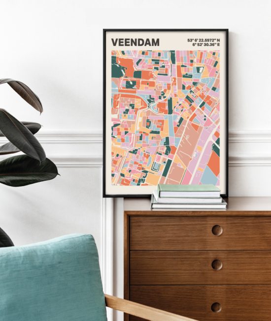 Plattegrond poster Licht Veendam mozaiek stl 04 2 | Funky Fellow
