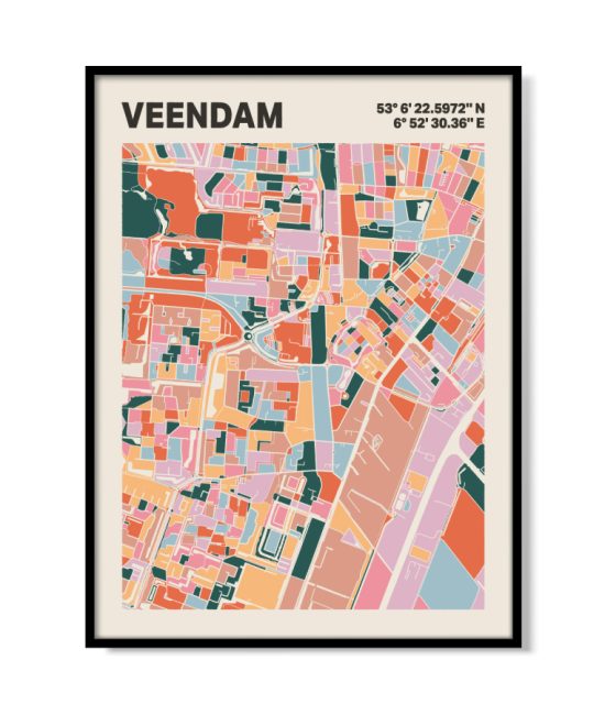 Plattegrond poster Licht Veendam mozaiek stl 04 | Funky Fellow