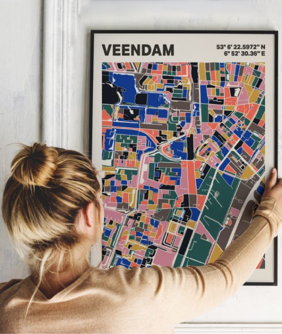 Plattegrond poster Licht Veendam mozaiek stl 05 1 | Funky Fellow
