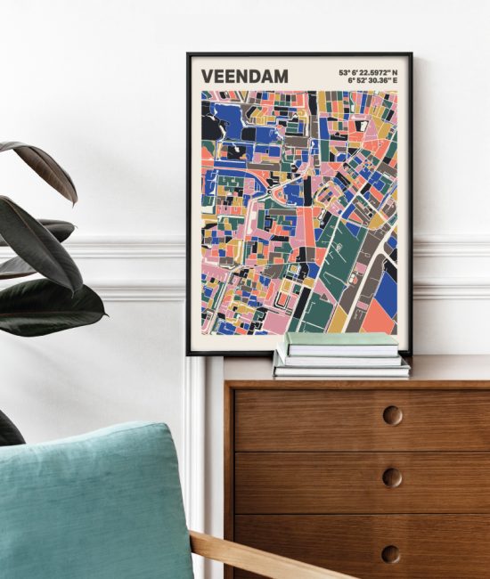 Plattegrond poster Licht Veendam mozaiek stl 05 2 | Funky Fellow