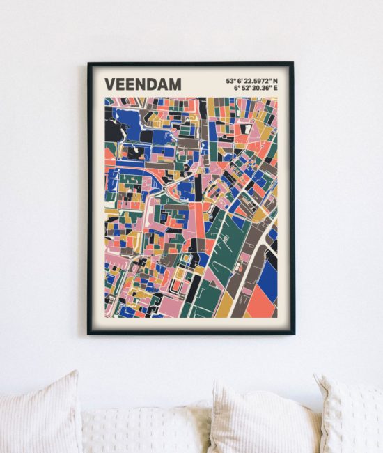 Plattegrond poster Licht Veendam mozaiek stl 05 5 | Funky Fellow