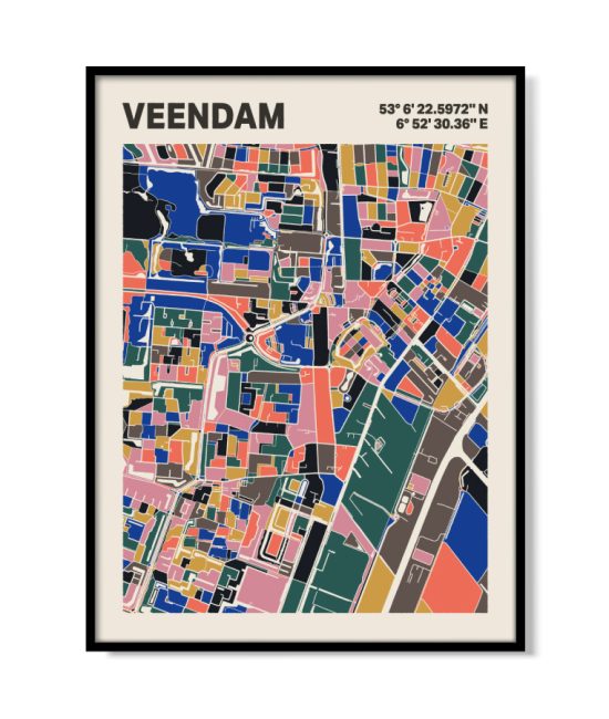Plattegrond poster Licht Veendam mozaiek stl 05 | Funky Fellow
