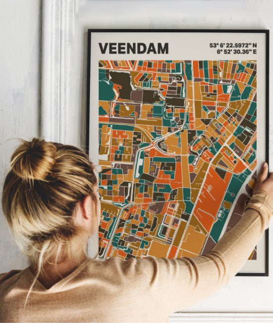 Plattegrond poster Licht Veendam mozaiek stl 06 1 | Funky Fellow