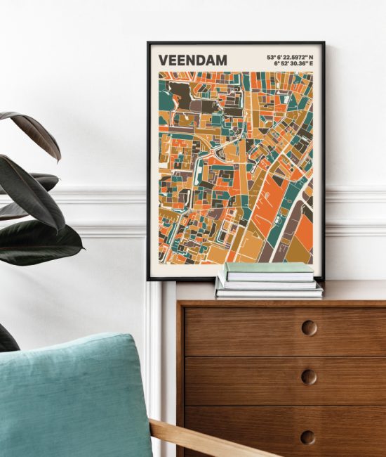 Plattegrond poster Licht Veendam mozaiek stl 06 2 | Funky Fellow