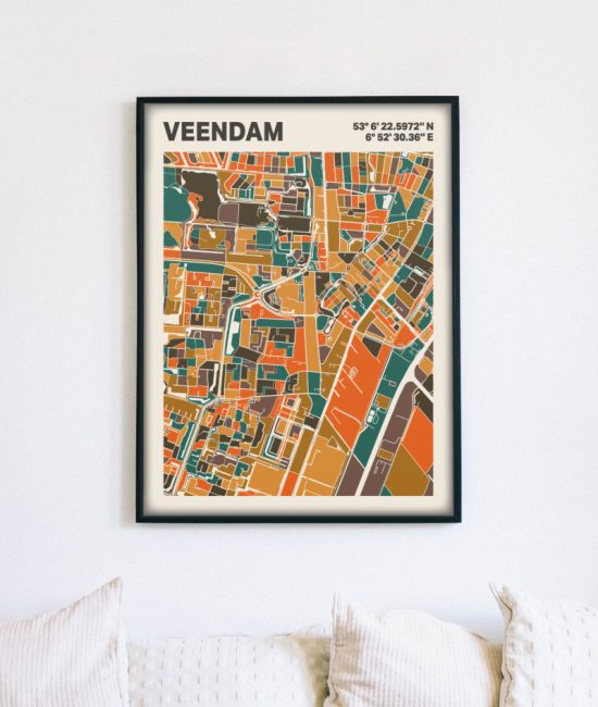 Plattegrond poster Licht Veendam mozaiek stl 06 5 | Funky Fellow