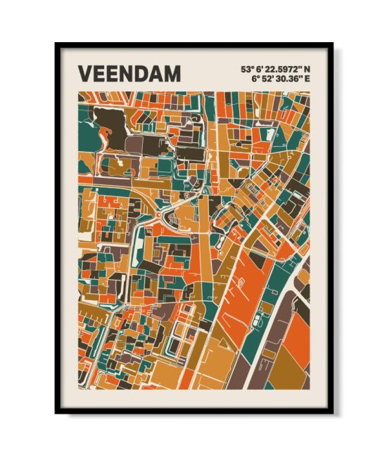 Plattegrond poster Licht Veendam mozaiek stl 06 | Funky Fellow