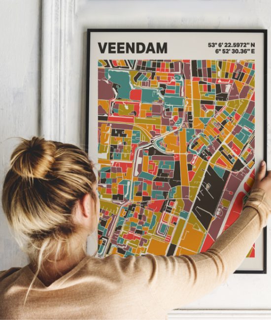 Plattegrond poster Licht Veendam mozaiek stl 07 1 | Funky Fellow