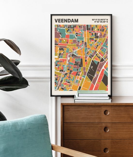 Plattegrond poster Licht Veendam mozaiek stl 07 2 | Funky Fellow