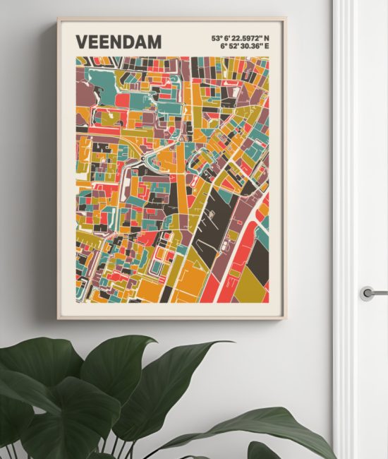 Plattegrond poster Licht Veendam mozaiek stl 07 4 | Funky Fellow