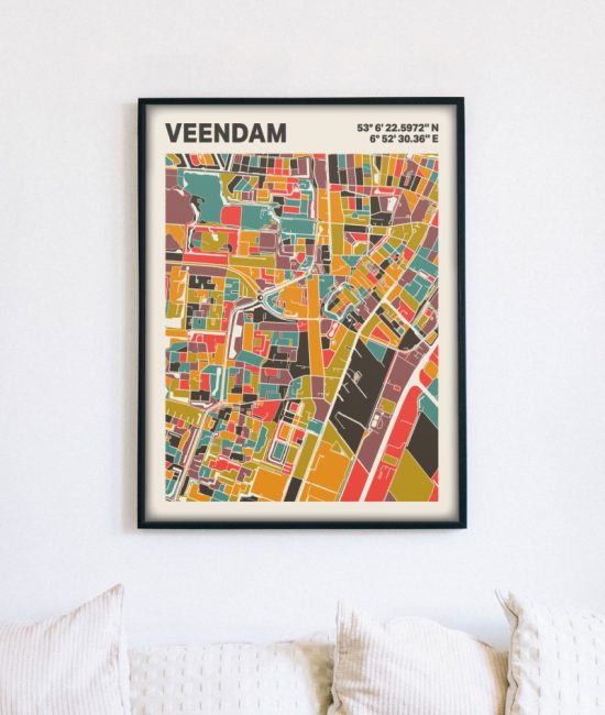 Plattegrond poster Licht Veendam mozaiek stl 07 5 | Funky Fellow