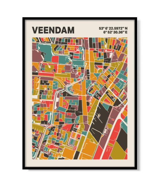 Plattegrond poster Licht Veendam mozaiek stl 07 | Funky Fellow