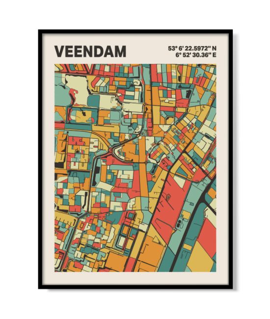 Plattegrond poster Licht Veendam mozaiek stl 08 | Funky Fellow