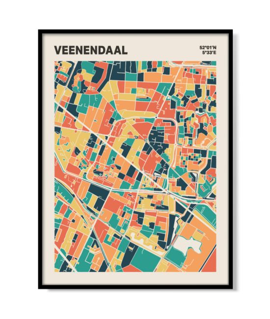 Plattegrond poster Licht Veenendaal mozaiek stl 01 mockup lijst 05 | Funky Fellow