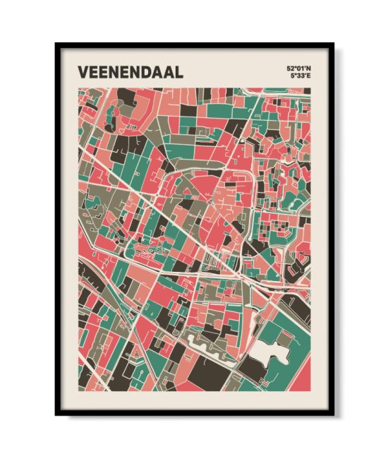 Plattegrond poster Licht Veenendaal mozaiek stl 02 mockup lijst 05 | Funky Fellow