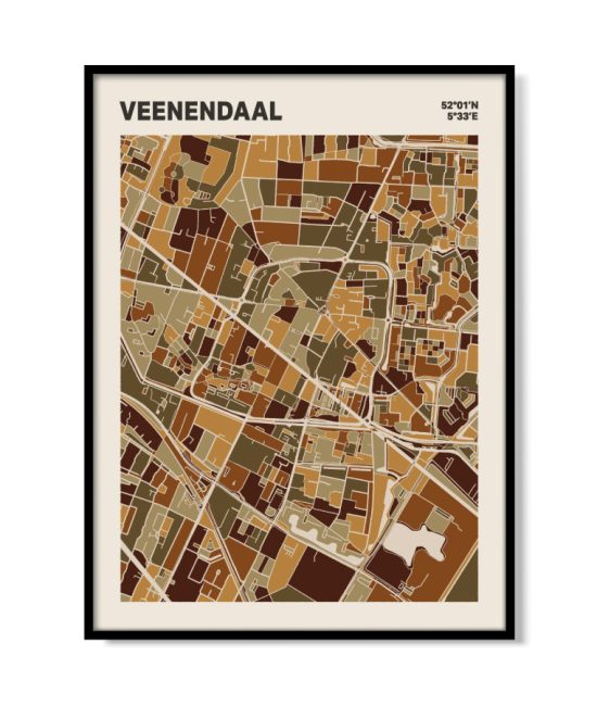 Plattegrond poster Licht Veenendaal mozaiek stl 03 mockup lijst 05 | Funky Fellow