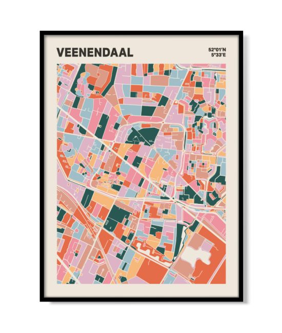 Plattegrond poster Licht Veenendaal mozaiek stl 04 mockup lijst 05 | Funky Fellow