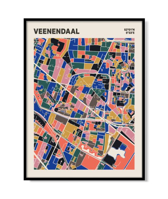 Plattegrond poster Licht Veenendaal mozaiek stl 05 mockup lijst 05 | Funky Fellow