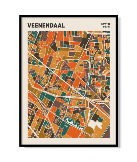 Plattegrond poster Licht Veenendaal mozaiek stl 06 mockup lijst 05 | Funky Fellow