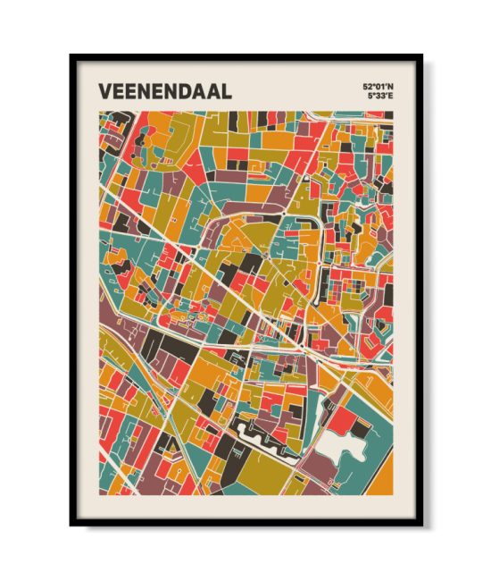 Plattegrond poster Licht Veenendaal mozaiek stl 07 mockup lijst 05 | Funky Fellow
