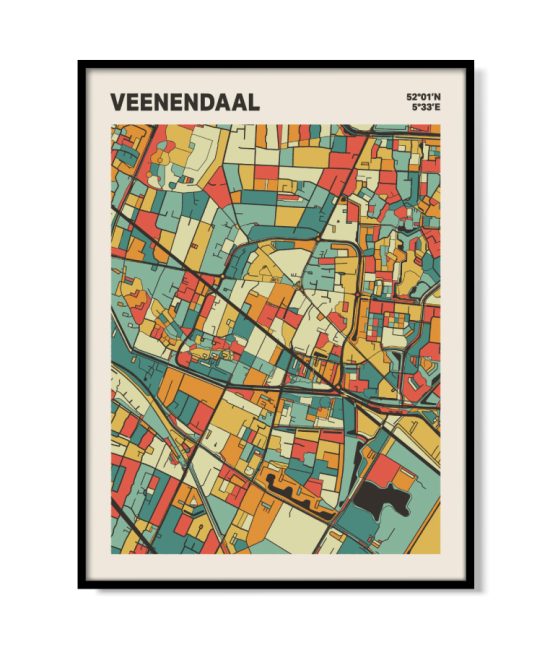 Plattegrond poster Licht Veenendaal mozaiek stl 08 mockup lijst 05 | Funky Fellow