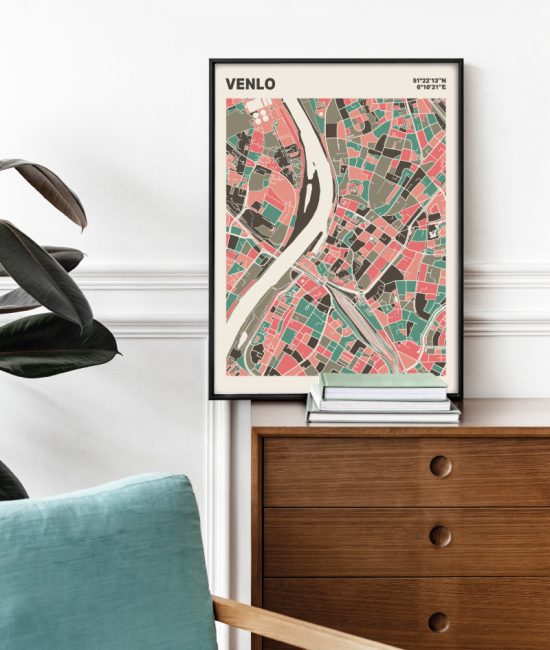 Plattegrond poster Licht Venlo mozaiek stl 02 Mockup stoel kast lijst 03 | Funky Fellow