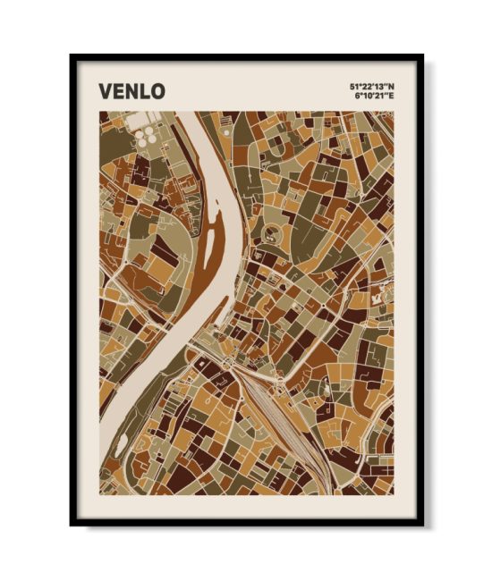 Plattegrond poster Licht Venlo mozaiek stl 03 mockup lijst 05 | Funky Fellow